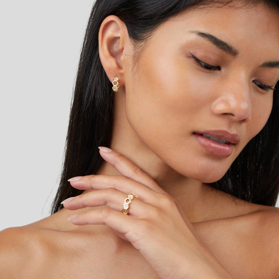 Bee - Gold and Crystal Ring