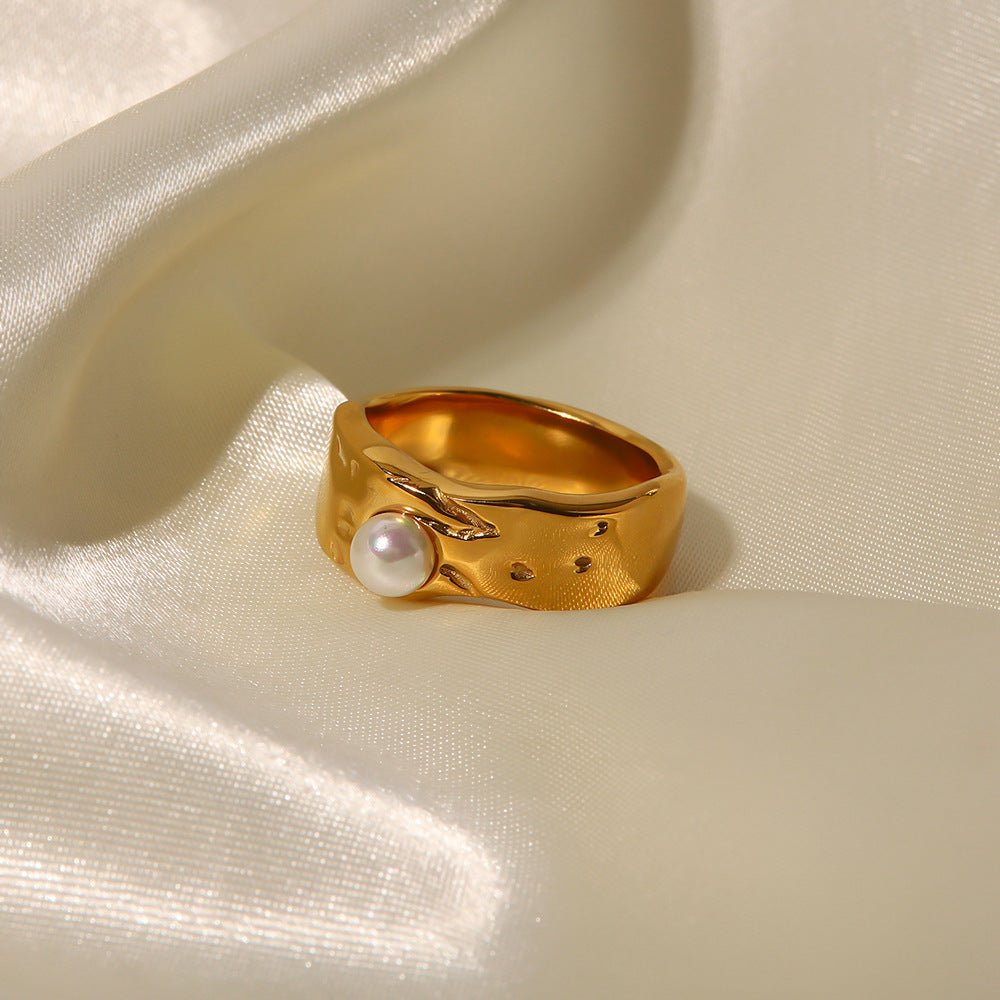 Gold Lava Pearl Ring - Liam & Ivy