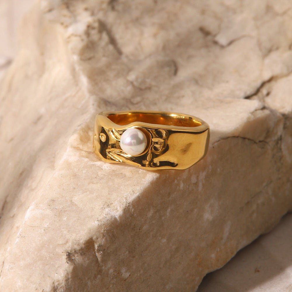 Gold Lava Pearl Ring - Liam & Ivy
