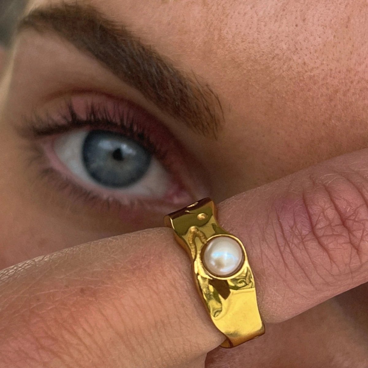 Gold Lava Pearl Ring - Liam & Ivy