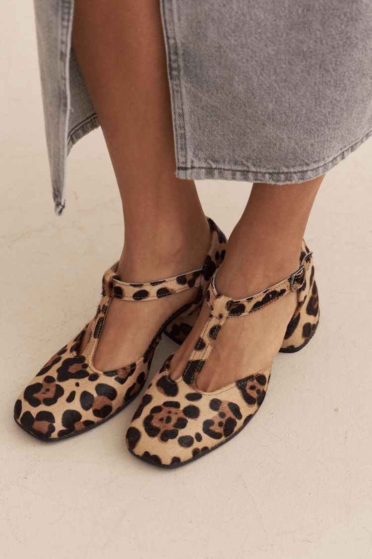 LEOPARD T - STRAP BLOCK HEELS - Liam & Ivy