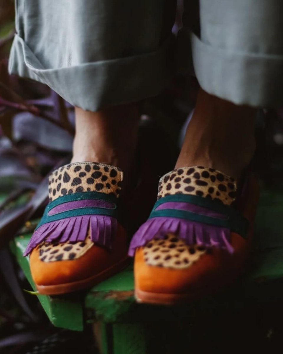 LOAFER WITH FRINGES AND ANIMAL PRINT - Liam & Ivy