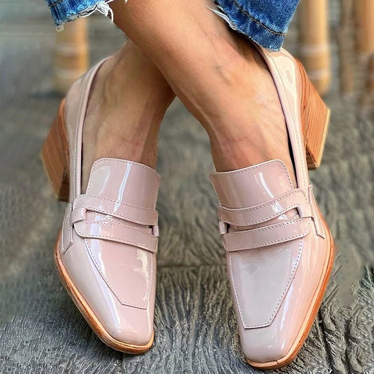 MOCASSINS WITH WIDE HEEL SHINY - Liam & Ivy