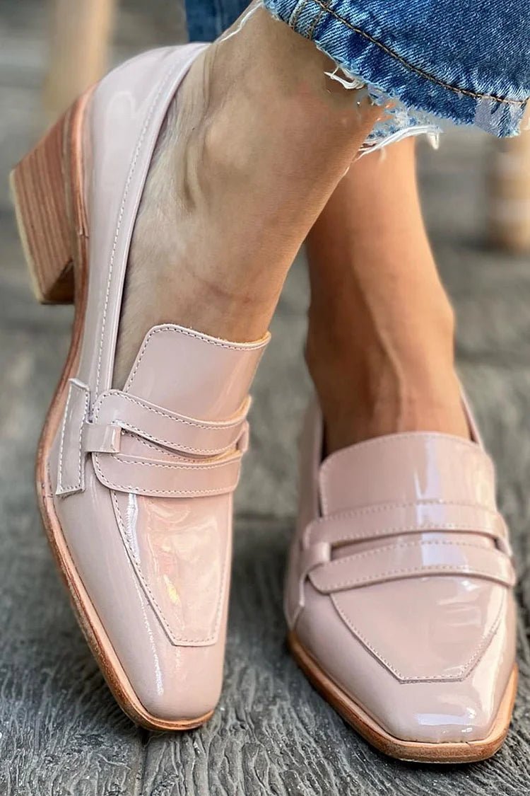 MOCASSINS WITH WIDE HEEL SHINY - Liam & Ivy
