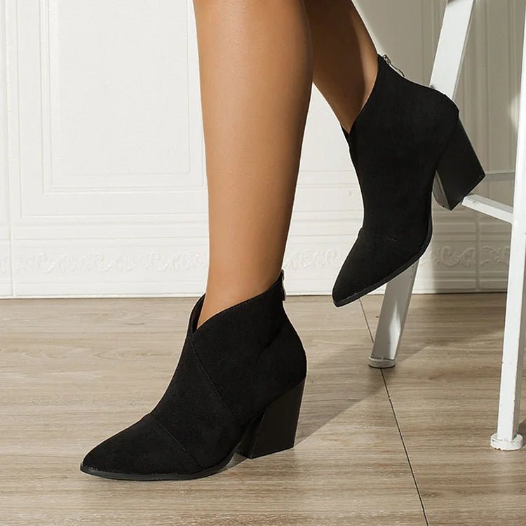 POINTED ANKLE BOOT WITH SUEDE EFFECT - Liam & Ivy