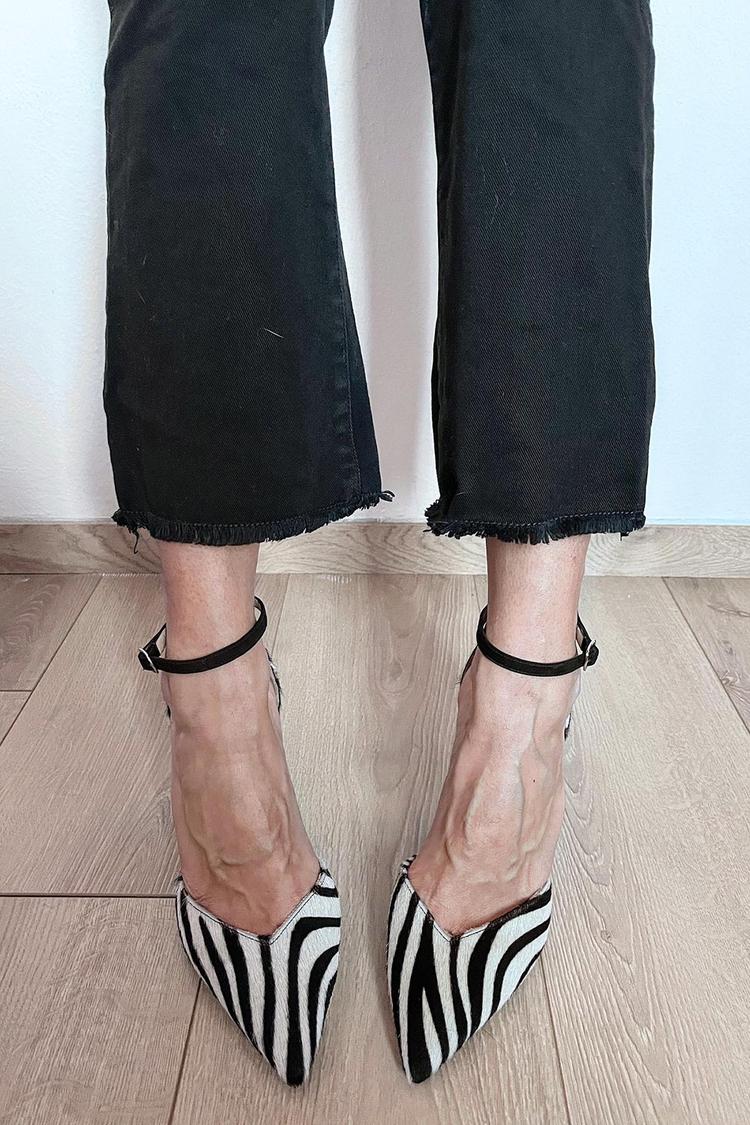 ZEBRA PRINT PUMPS WITH ANKLE STRAP - Liam & Ivy